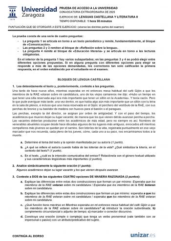 Examen de Lengua Castellana y Literatura (EvAU de 2025)