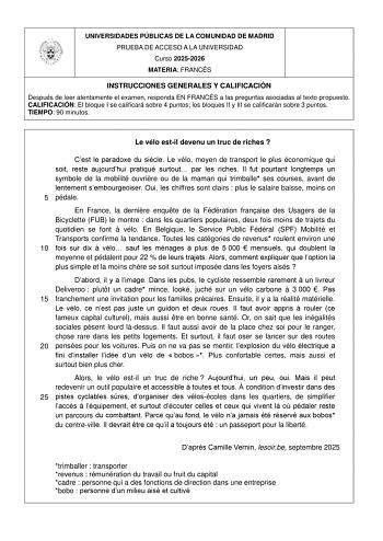 Francés – EvAU Comunidad de Madrid (2026)