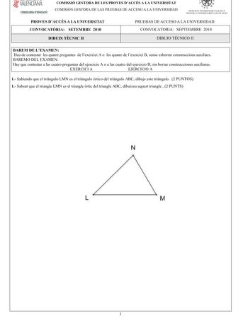 Examen de Dibujo Técnico II (PAU de 2010)