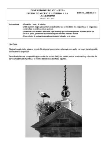Examen de Dibujo Artístico II (PEvAU de 2018)