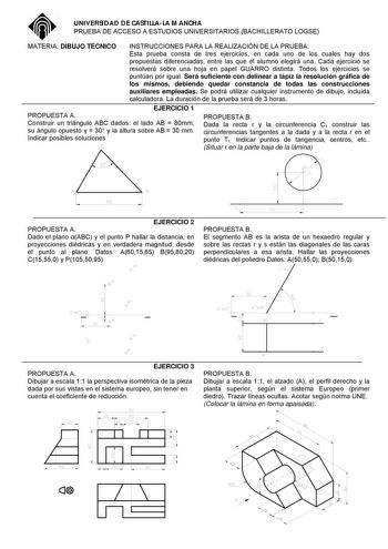 Examen de Dibujo Técnico II (selectividad de 2004)