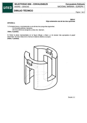 Examen de Dibujo Técnico II (selectividad de 2008)