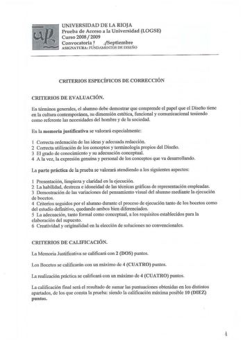 Examen de Diseño (selectividad de 2009)