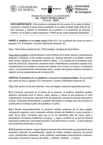 Coro y Técnica Vocal – EBAU Región de Murcia (2026)