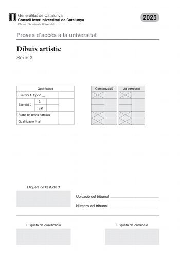 Examen de Dibujo Artístico II (PAU de 2025)