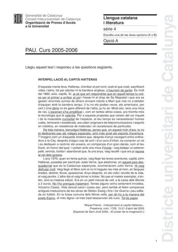 Examen de Lengua Catalana y Literatura (selectividad de 2006)