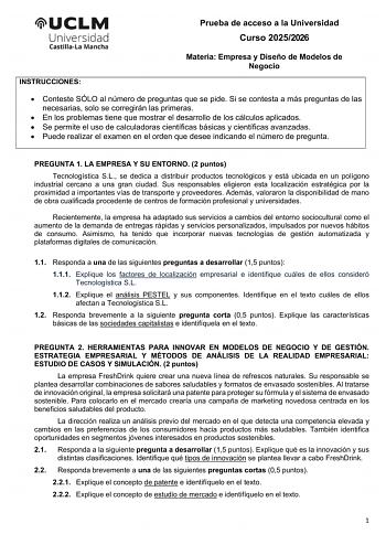 Empresa y Diseño de Modelos de Negocio – EvAU Castilla-La Mancha (2026)