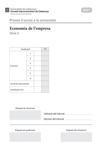 Examen de Economía de la Empresa (PAU de 2021)