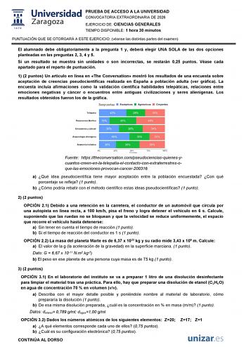 Ciencias Generales – EvAU Aragón (2026)