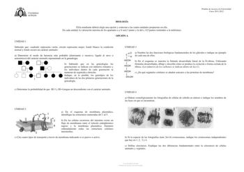 Examen de Biología (PAU de 2012)