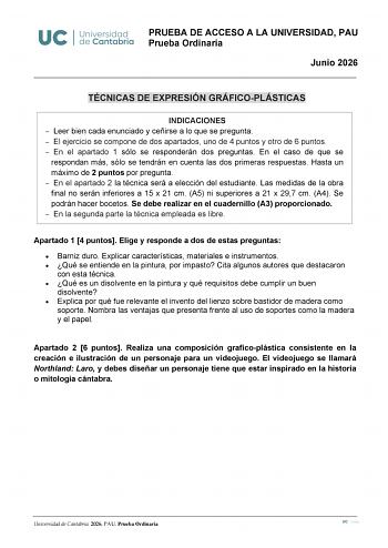 Técnicas de Expresión Gráfico Plástica – EBAU Cantabria (2026)