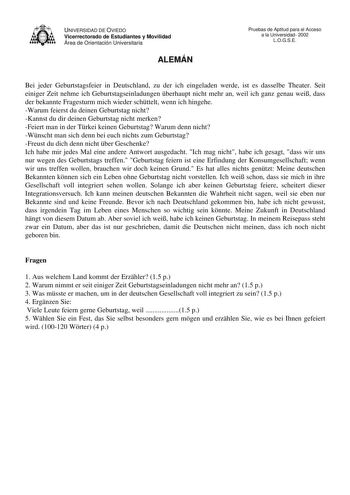 Examen de Alemán (selectividad de 2002)