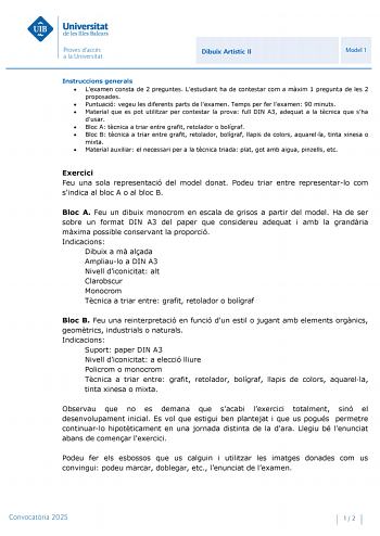 Examen de Dibujo Artístico II (PBAU de 2025)