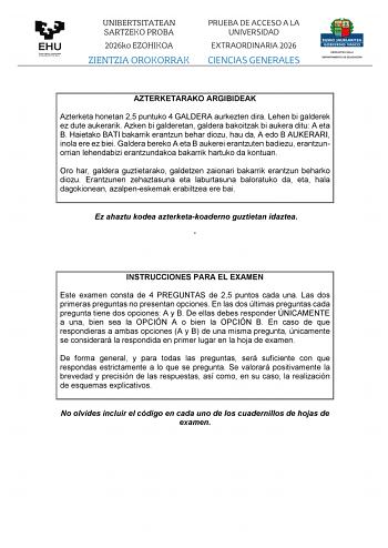 Ciencias Generales – EAU País Vasco (2026)