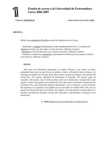 Examen de Historia de la Filosofía (selectividad de 2007)