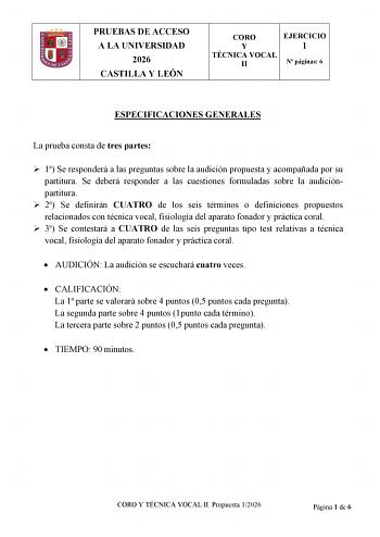 Coro y Técnica Vocal – EBAU Castilla y León (2026)
