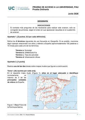 Geografía – EBAU Cantabria (2026)