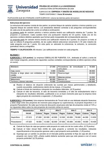 Empresa y Diseño de Modelos de Negocio – EvAU Aragón (2026)