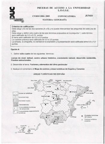 Examen de Geografía (selectividad de 2005)