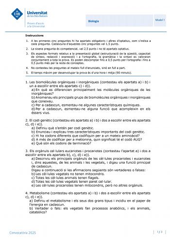 Examen de Biología (PBAU de 2025)