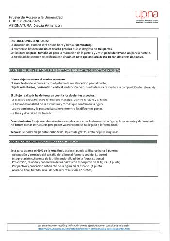 Examen de Dibujo Artístico II (EvAU de 2025)