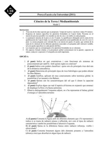 Examen de Ciencias de la Tierra y Medioambientales (PAU de 2011)