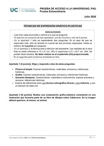Técnicas de Expresión Gráfico Plástica – EBAU Cantabria (2026)