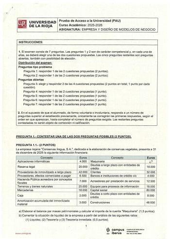Empresa y Diseño de Modelos de Negocio – EBAU La Rioja (2026)