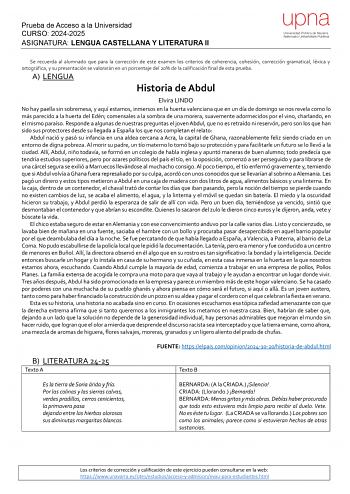 Examen de Lengua Castellana y Literatura (EvAU de 2025)