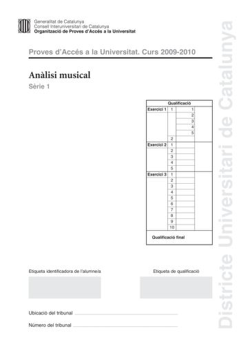 Examen de Análisis Musical (PAU de 2010)