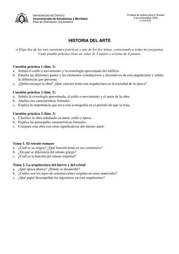 Examen de Historia del Arte (selectividad de 2002)