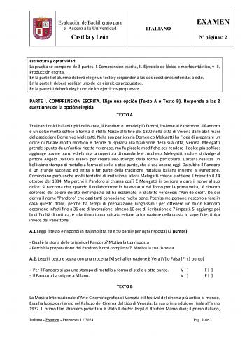 Examen de Italiano (EBAU de 2024)