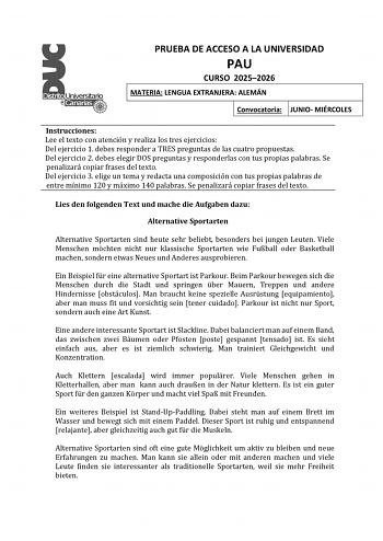 Alemán – EBAU Islas Canarias (2026)