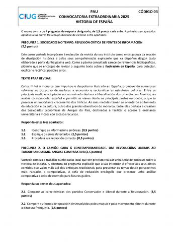 Examen de Historia de España (ABAU de 2025)