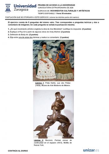 Movimientos Culturales y Artísticos – EvAU Aragón (2026)
