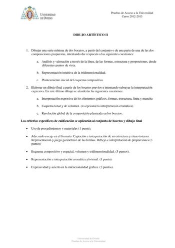 Examen de Dibujo Artístico II (PAU de 2013)