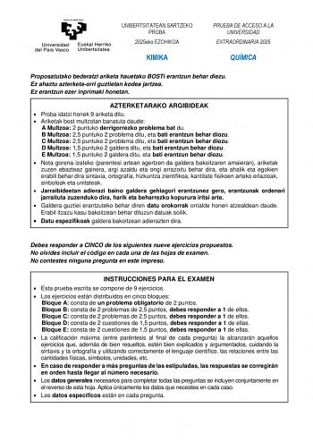 Examen de Química (EAU de 2025)