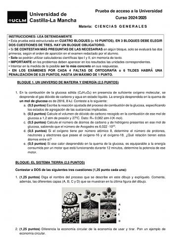 Examen de Ciencias Generales (EvAU de 2025)