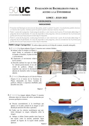 Examen de Geología y Ciencias Ambientales (EBAU de 2023)