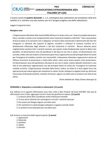 Examen de Italiano (ABAU de 2025)
