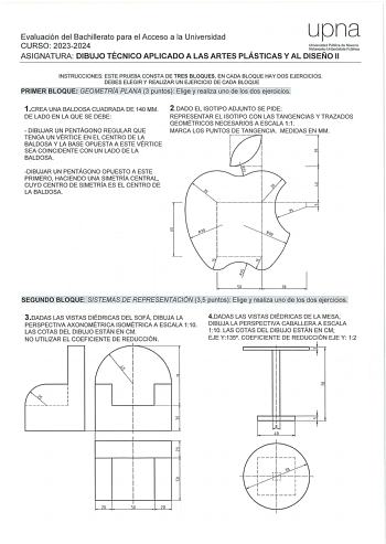Examen de Dibujo Técnico Aplicado a las Artes Plásticas y al Diseño II (EvAU de 2024)