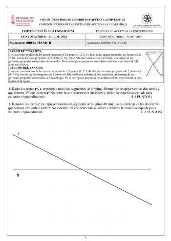 Examen de Dibujo Técnico II (PAU de 2024)