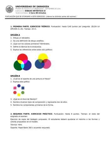 Examen de Dibujo Artístico II (PAU de 2010)