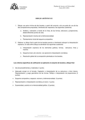 Examen de Dibujo Artístico II (PAU de 2012)