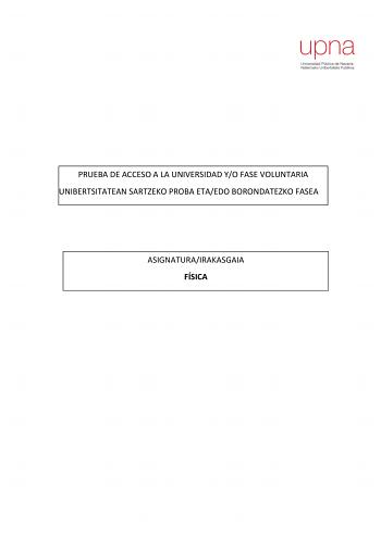 Física – EvAU Navarra (2026)