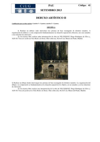 Examen de Dibujo Artístico II (PAU de 2013)