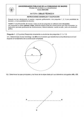 Dibujo Técnico II – EvAU Comunidad de Madrid (2026)