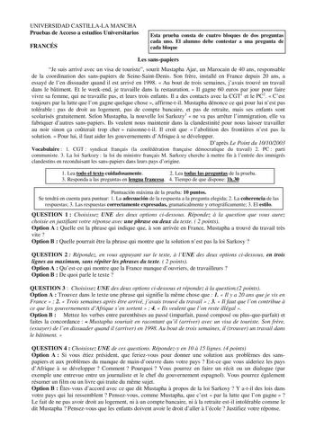 Examen de Francés (selectividad de 2004)