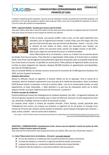 Examen de Francés (ABAU de 2025)