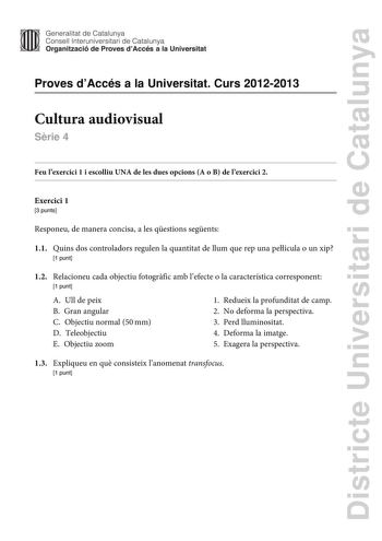 Examen de Cultura audiovisual (PAU de 2013)